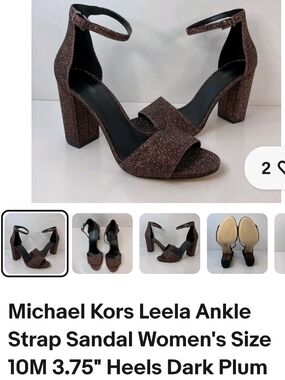 Michael Kors Glitter Ankle-Strap Block Heel Sandals in Dark Plum